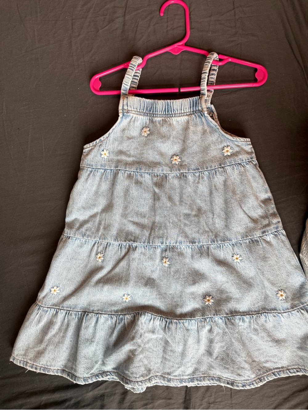 Zara Light Blue Denim Dress with White Daisy Embroidery